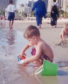 Paul playing in the surf on Waikiki
